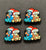 4 Pcs Blue Dog & Friend in Christmas Hats Silicone Focal Beads