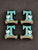 4 Pcs Kawaii Cat with Teal letter "T" Silicone Focal Beads